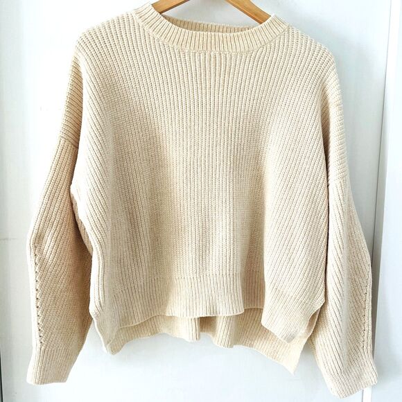 Wish Sweaters - Wish Australia Women's Size S Cream Knit Pullover Sweater Crew Neck Long Sleeve